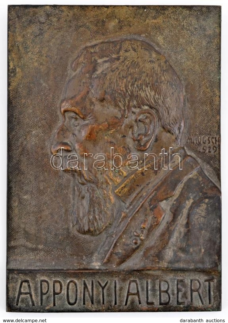 Maugsch Gyula (1882-1945): Apponyi Albert Domborműve 1929. Bronz, Jelzett. 18,5x13 Cm - Autres & Non Classés