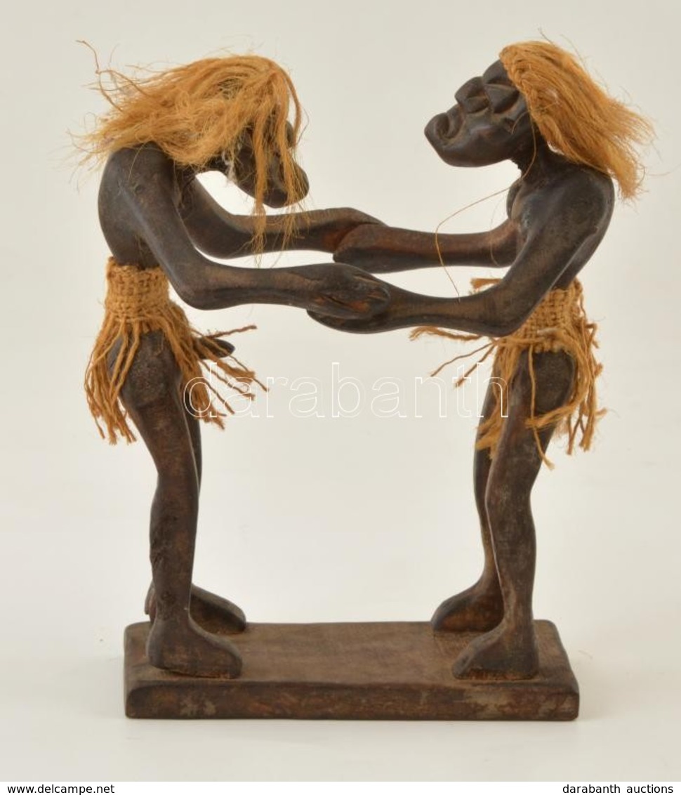 Páros Bennszülött Figura, Afrikai Fa Faragás, M:22 Cm, H: 15 Cm - Autres & Non Classés