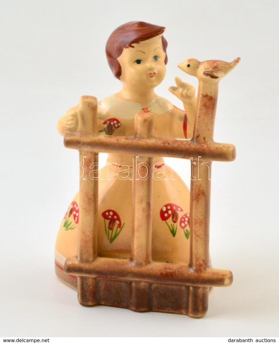 Faianta Sighisoara Figura, Kézzel Festett, Jelzett, Apró Kopásnyomokkal, M:14,5 Cm - Autres & Non Classés