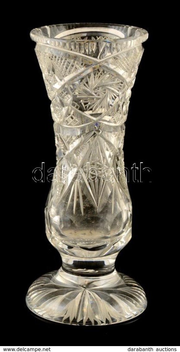 Csiszolt ólomkristály Kisváza, Jelzés Nélküli, Apró Karcolásokkal  M:15 Cm - Glass & Crystal