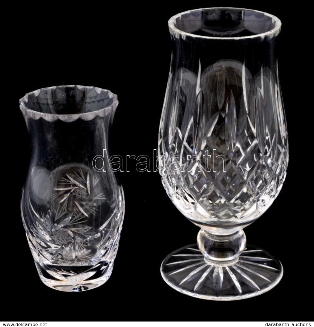 Kis üveg Váza és Pohár, Egyik Matricával Jelzett, Apró Hibákkal, M: 10 és 14 Cm - Verre & Cristal