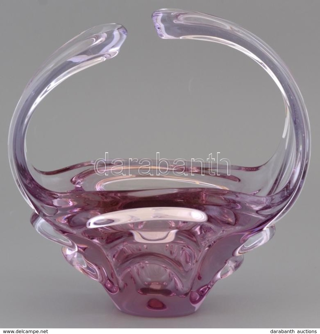 Cseh üveg Kínáló Kosár  M:18 Cm - Verre & Cristal