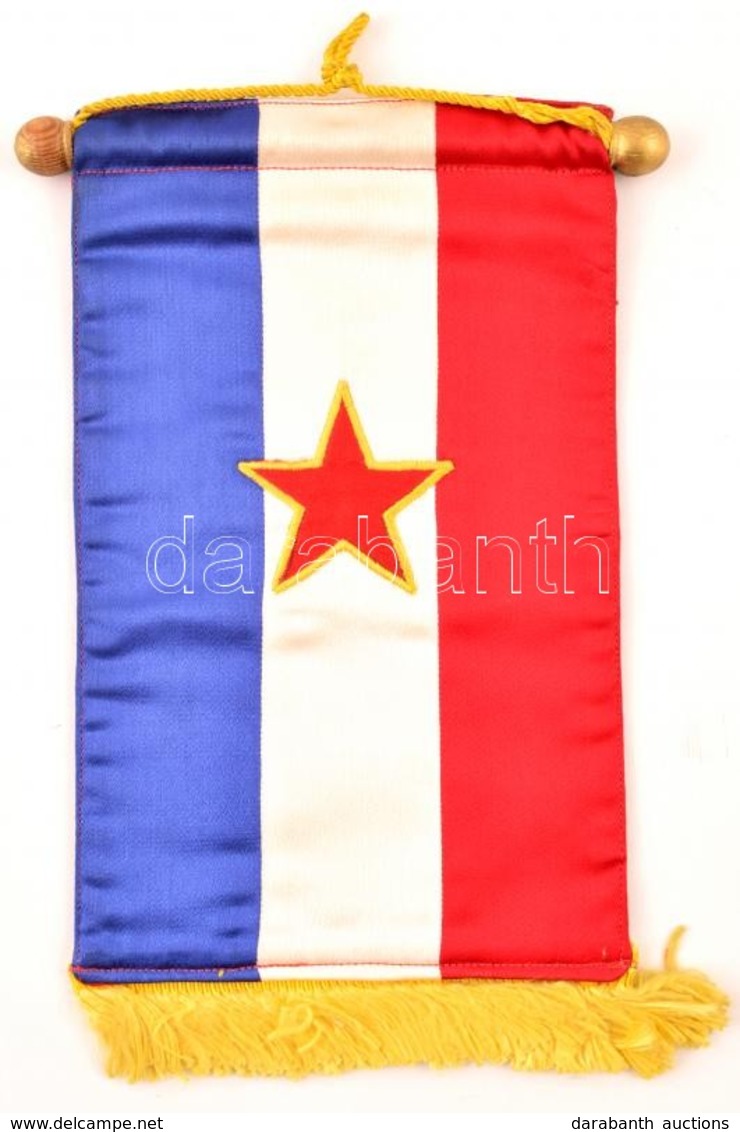Jugoszláv Asztali Zászló, Jó állapotban 27x18 Cm - Autres & Non Classés