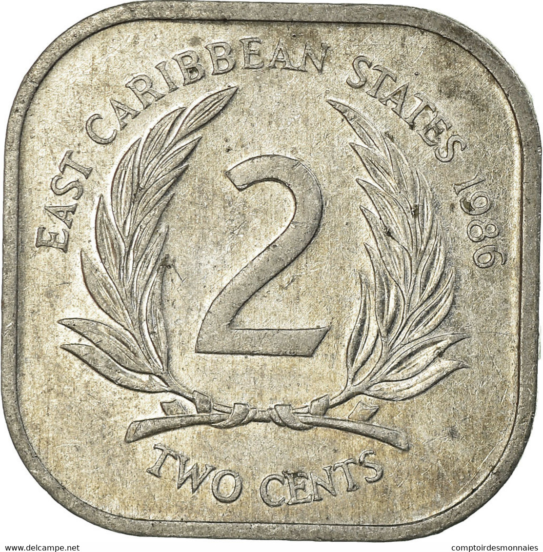 Monnaie, Etats Des Caraibes Orientales, Elizabeth II, 2 Cents, 1986, TB+ - Caraïbes Orientales (Etats Des)