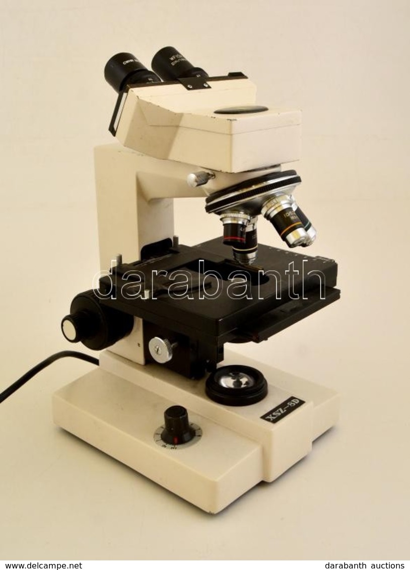 XSZ-8D Mikroszkóp, Alsó Megvilágítással, Mozgatható Tárgyasztallal, 4 Lencsével (4x 10x 40x 100x), Halogén Izzóval, Ered - Autres & Non Classés