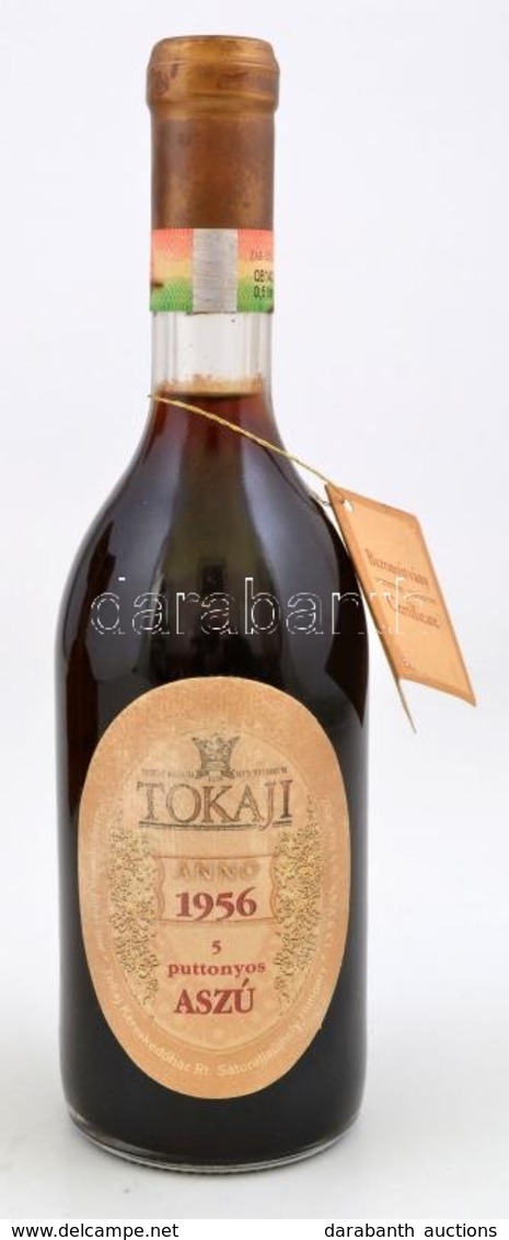 1956 Tokaji Aszú, 5 Puttonyos, édes Fehérbor, Javított Fa Dísztokban, 0,5 L Díszcsomagolásban, Tanúsítvánnyal - Autres & Non Classés