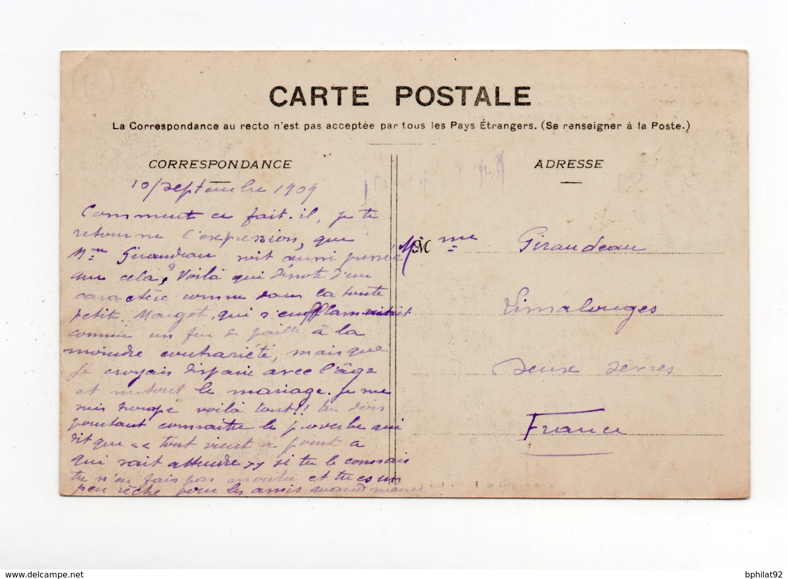 !!! GUINEE, CACHET DE KISSIDOUGOU DU 18/06/1909 SUR CPA DE SOUGUETA POUR LA FRANCE - Covers & Documents