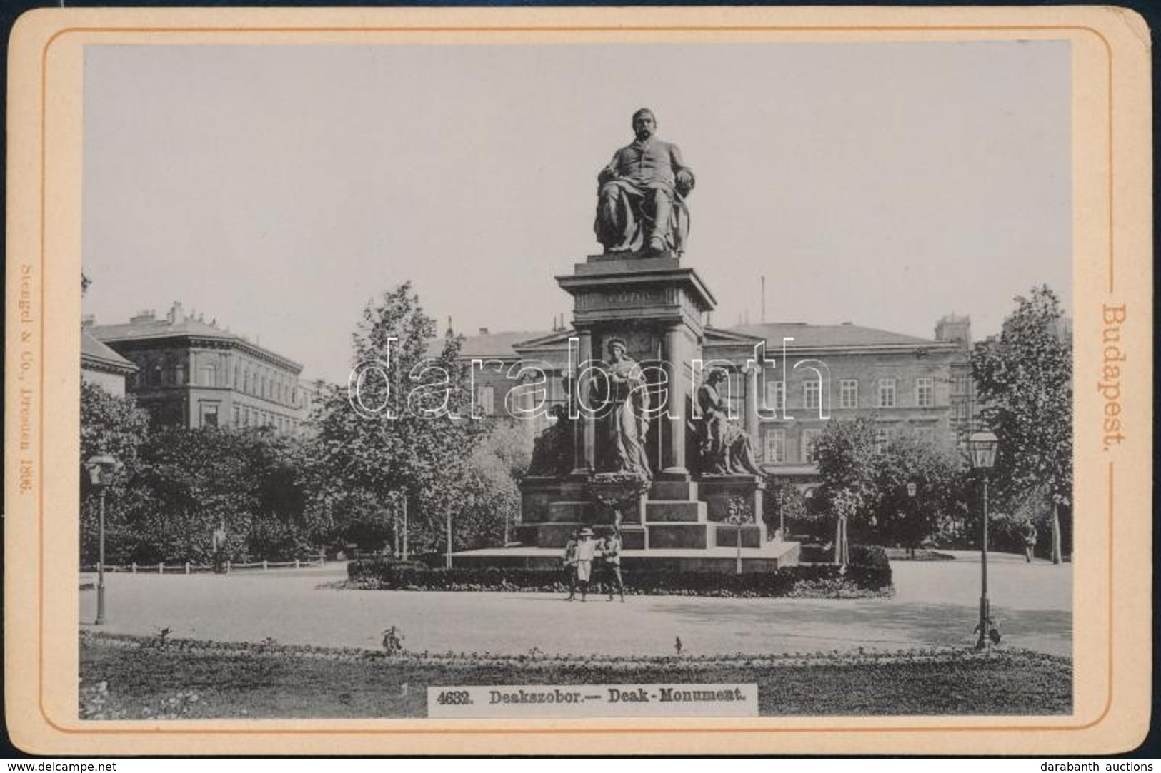 Cca 1890 Budapest, Deák-szobor, Keményhátú Fotó, Stengel & Co., 11×16 Cm - Sonstige & Ohne Zuordnung