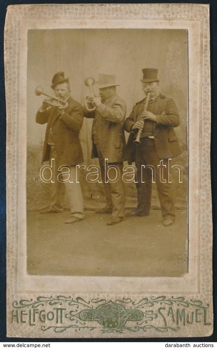 1903 Zenészek, Keményhátú Fotó Helfgott Sámuel Secessio Műterméből, Körbevágott Karton, 10,5×6,5 Cm - Sonstige & Ohne Zuordnung