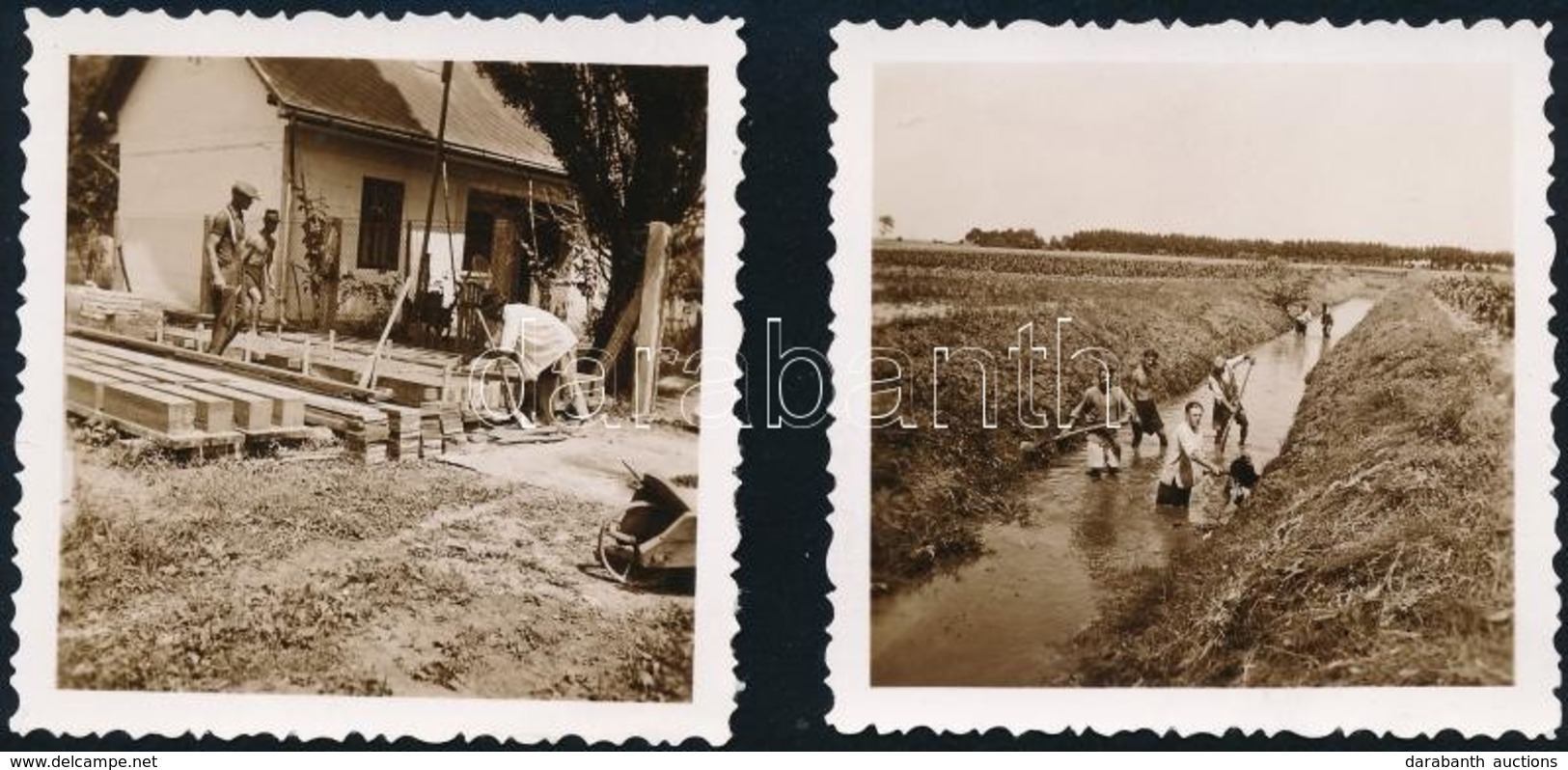 1942 Ráckevei életképek, 2 Db Fotó, Feliratozva, 6×6 Cm - Sonstige & Ohne Zuordnung