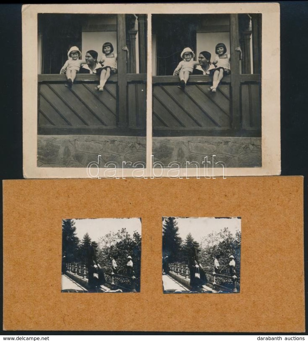 Cca 1939 Sztereo Fényképek, 2 Db Vintage Fényképpár, Kartonra Felragasztva, 4,5x4,5 Cm és 8,6x5,9 Cm, Karton 8,5x17,5 Cm - Sonstige & Ohne Zuordnung