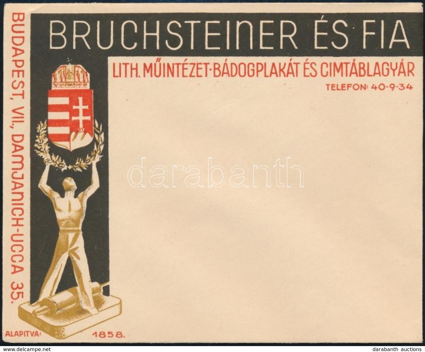 Cca 1930 Bruchsteiner Grafikus Céges Boríték - Publicités