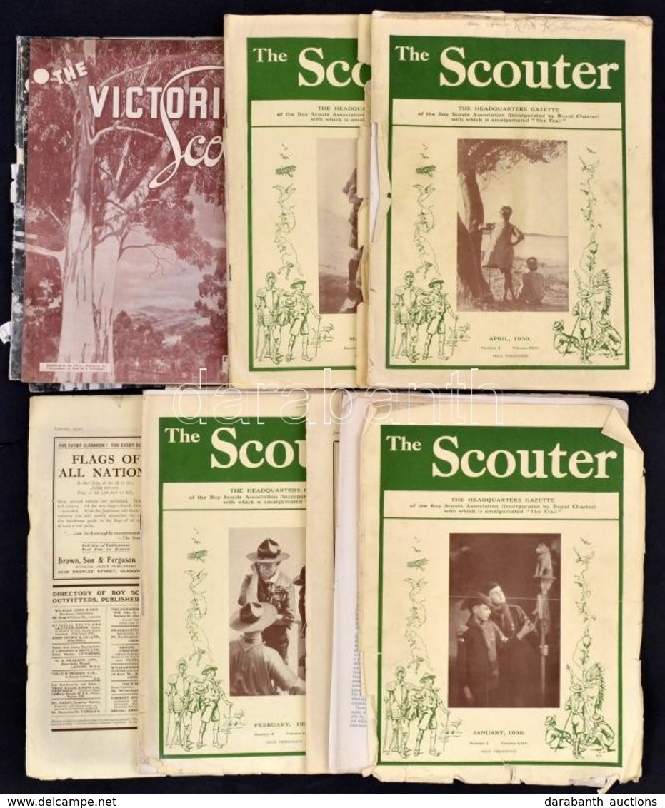 Vegyes Angol és Ausztrál Cserkész Folyóirat Tétel, 7 Db: 
The Victorian Scout 1937. May, Sept., 1940. Feb.; The Scouter  - Scoutisme