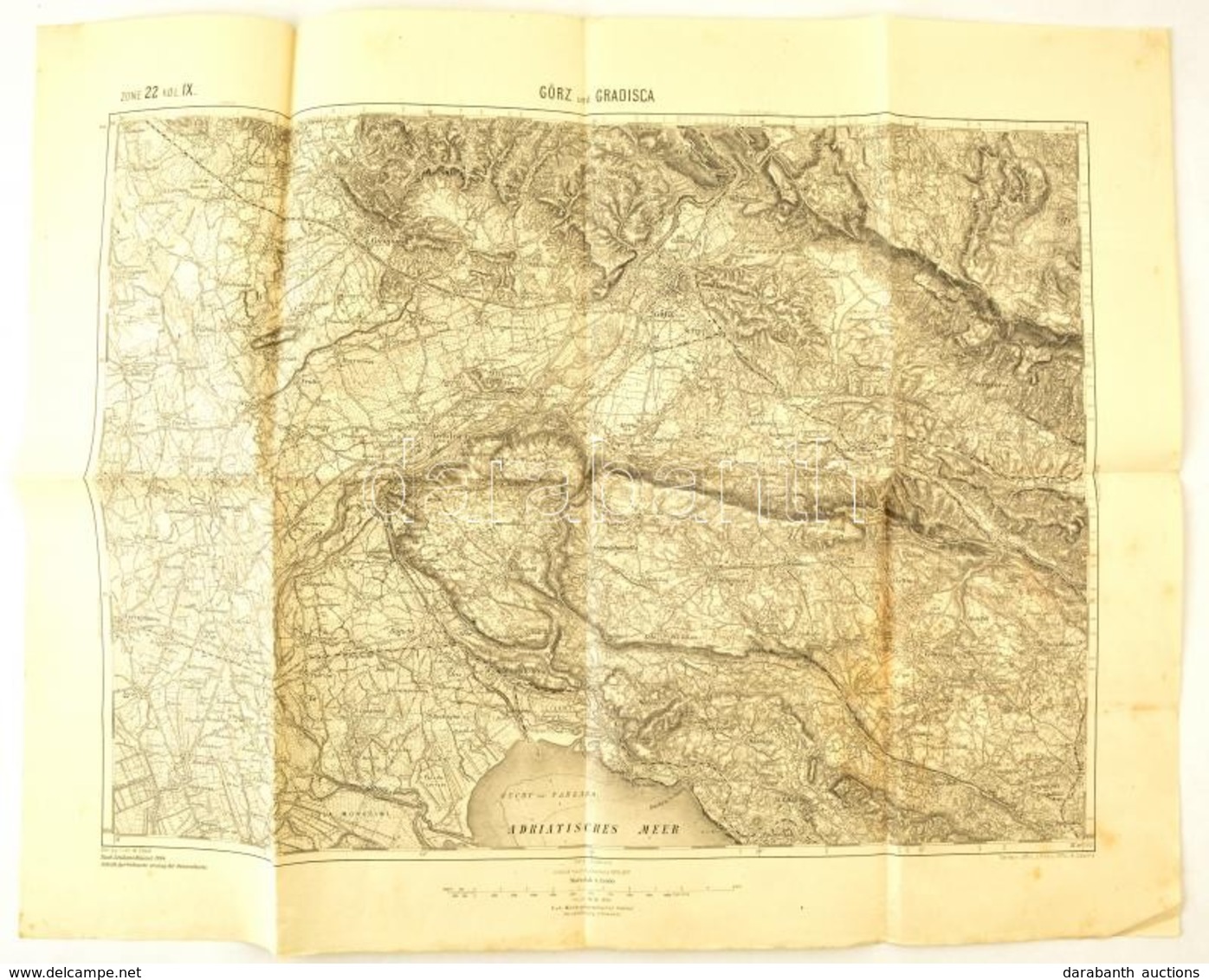 1909 Görz Und Gradisca Katonai Térképe, Kiadja:  K.u.k. Militärgeographisches Institut, Méretarány: 1:75.000, 60,5x48 Cm - Sonstige & Ohne Zuordnung