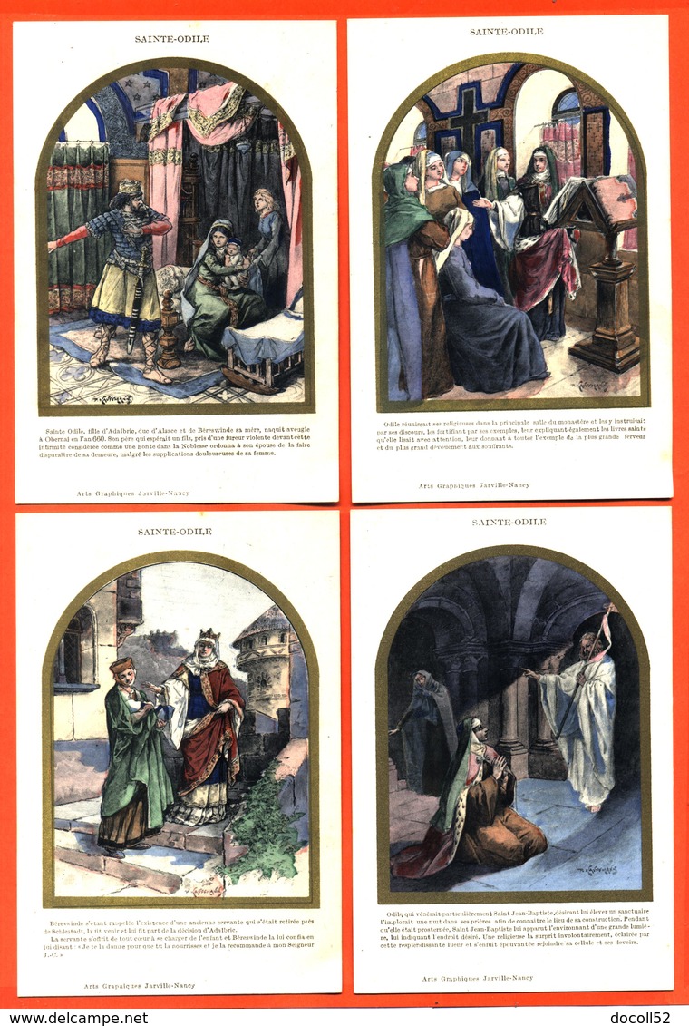 Rare Suite De 12 CPA Chromo Illustrée Par Paul Kauffmann " La Vie De Sainte Odile " - Kauffmann, Paul