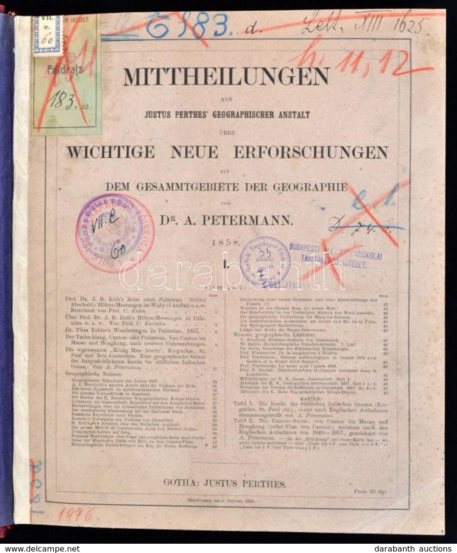 1858 Mittheilungen Aus Justus Perthes' Geographischer Anstalt über Wichtige Neue Erforschungen Auf Dem Gesammtgebiete De - Sonstige & Ohne Zuordnung