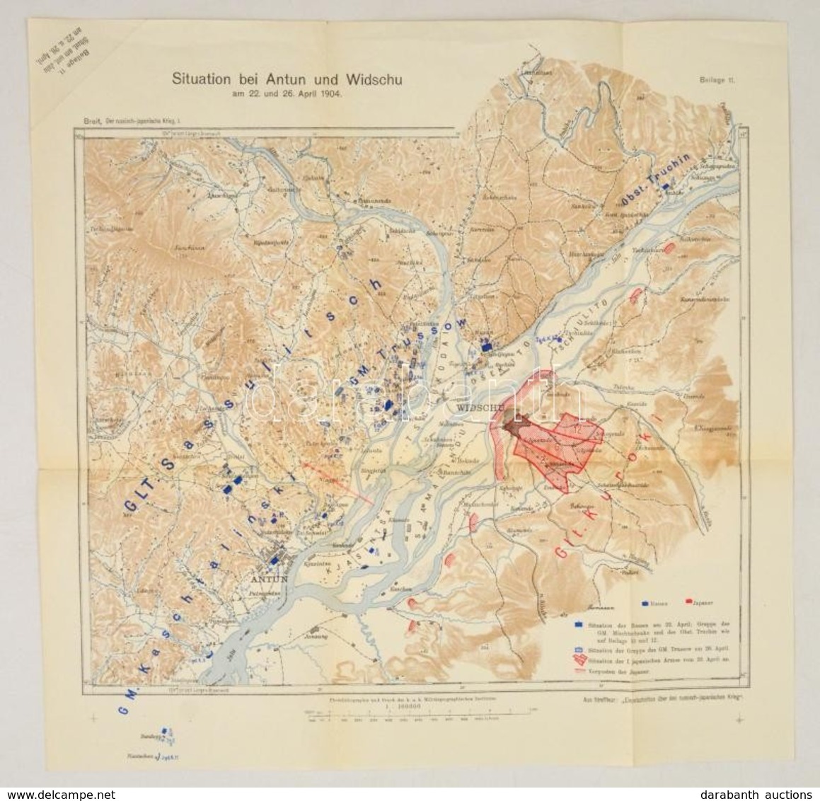 1904 Az Orosz-Japán Háború Térképe. Kuk. Militargeographischen Institut. / Map Of The Russian-Japanese War. 40x38 Cm - Sonstige & Ohne Zuordnung