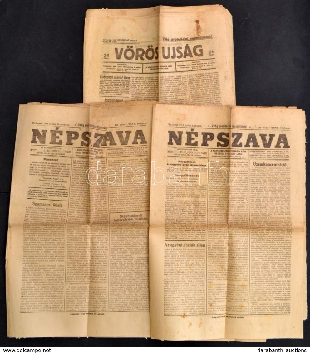 1919 A Népszava 2 Db Száma + A Vörös Újság 1 Db Száma - Non Classés