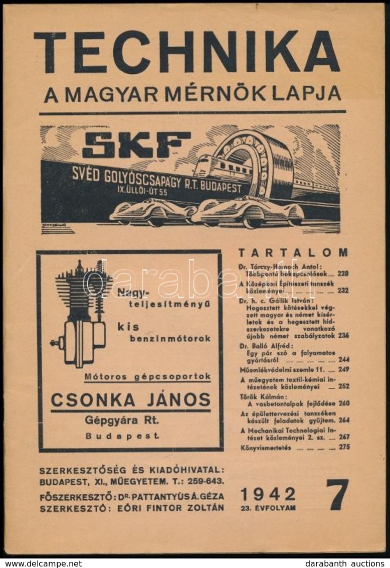 1942 Technika A Magyar Mérnökök Lapja. C. újság 23 évf. 7. Száma, Benne Horthy István Gyászkeretes Képével - Non Classés