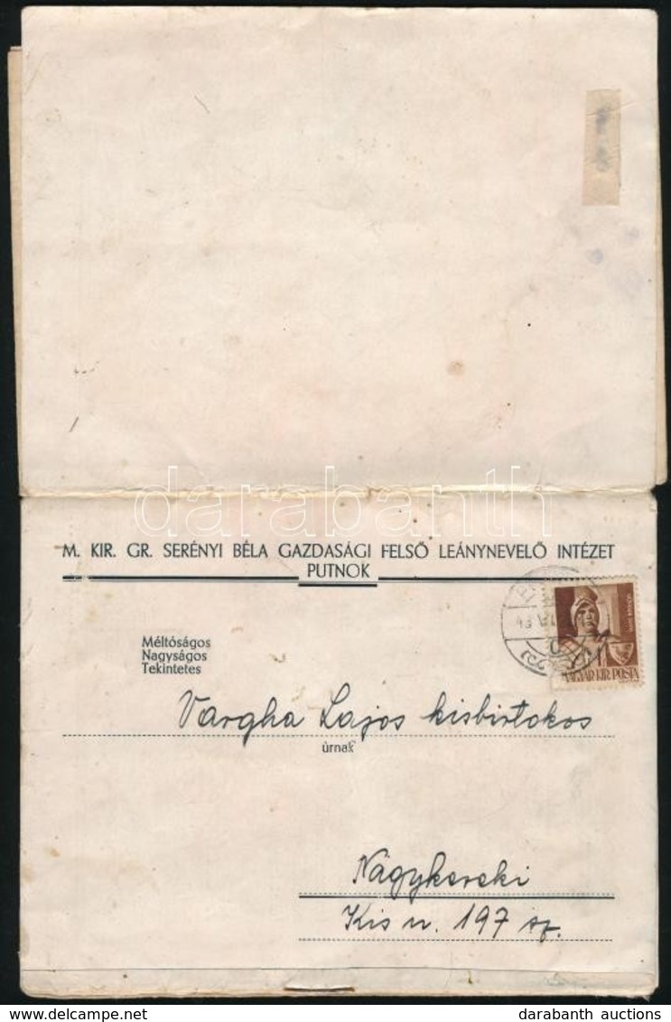 1943 A Putnoki M. Kir. Gr. Serényi Béla Gazdasági Felső Leánynevelő Intézet Képekkel Gazdagon Illusztrált, Levélként Fel - Ohne Zuordnung
