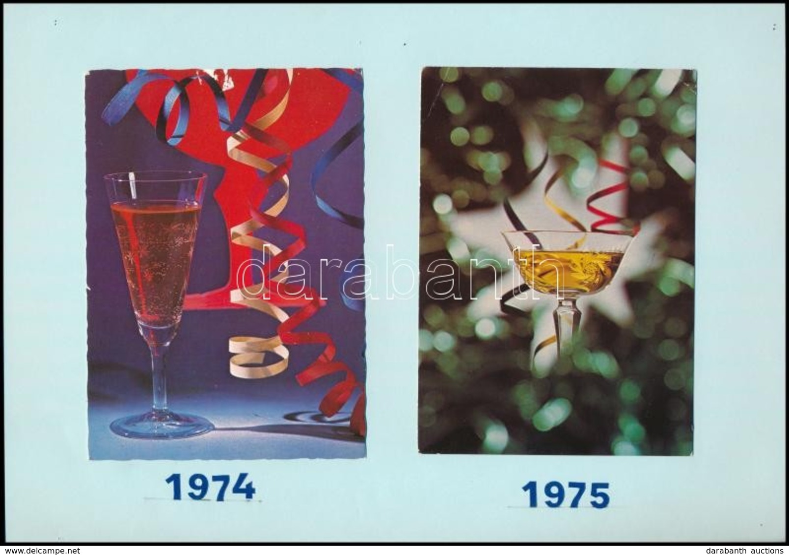 1974-1991 Újévi MODERN Képeslap Gyűjtemény Lapokra Ragasztva, Néhány évből Több Lappal Is. Összesen 20 Db  + 7 Db újévi  - Non Classés