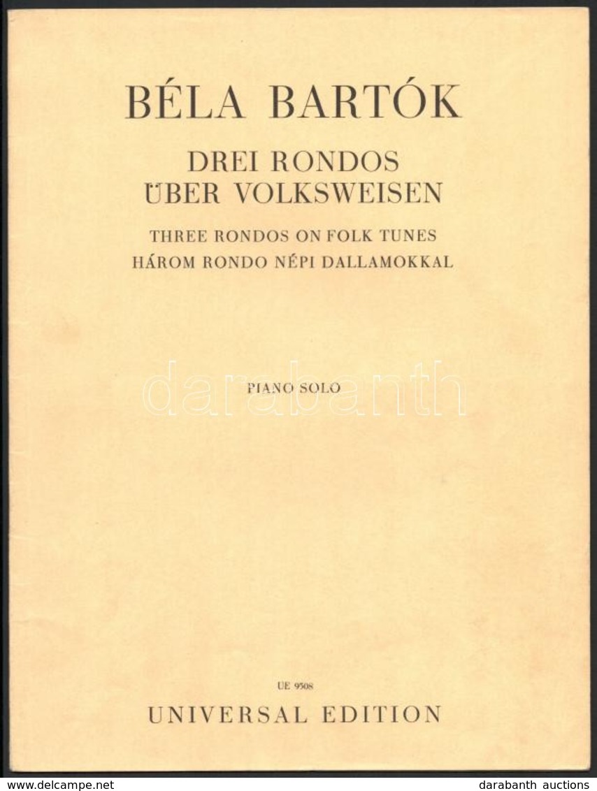 Bartók Béla 2 Műve: 
Eight Hungarian Folksongs. Voice And Piano.; Drei Rondos über Volsweisen. London-Wien,én., Boosey&H - Sonstige & Ohne Zuordnung