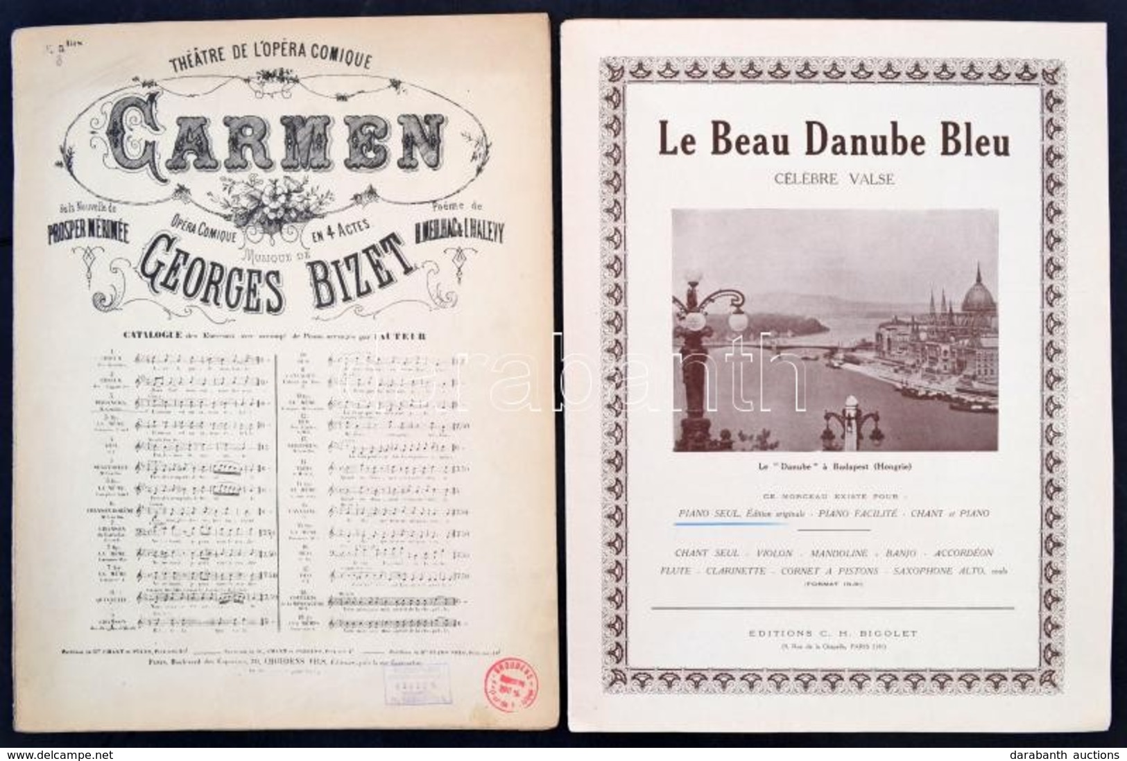 Bizet: Carmen, Strauss: Kék Duna Keringő 2 Db Kottafüzet - Sonstige & Ohne Zuordnung