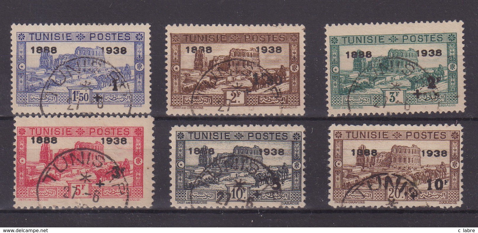 TUNISIE : N° 199/204 . OBL . 1938 . ( CATALOGUE YVERT ) . - Used Stamps