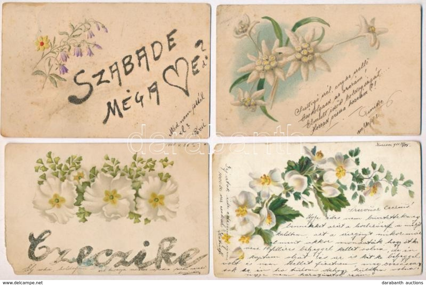 * 7 Db RÉGI Motívumlap: Litho Virág, Vegyes Minőség / 7 Pre-1902 Motive Postcards: Litho Flowers, Mixed Quality - Ohne Zuordnung