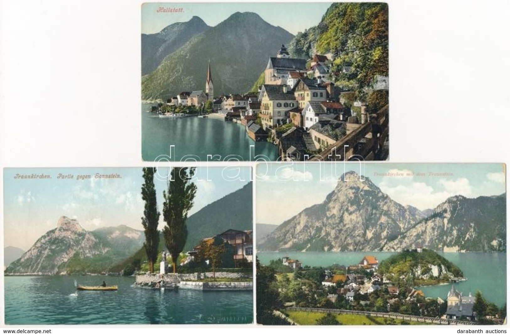 ** 6 Db RÉGI Osztrák Városképes Lap / 6 Pre-1945 Austrian Town-view Postcards: Bad Ischl, Hallstatt, Traunkirchen, Gmund - Non Classés
