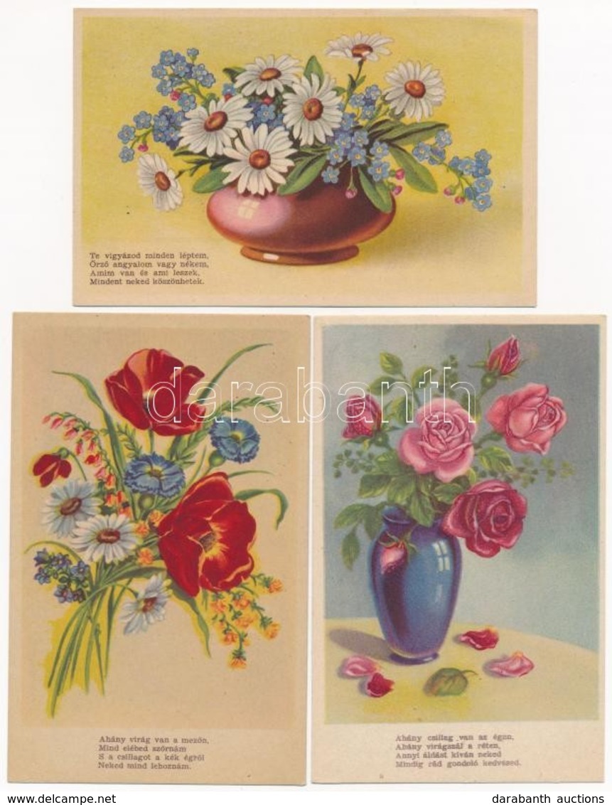 ** 5 Db RÉGI Motívum Képeslap: Virágok / 5 Pre-1945 Motive Postcards: Flowers - Non Classés