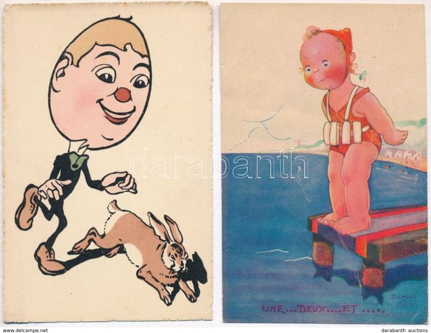 2 Db RÉGI Gyerek Művész Motívum Képeslap / 2 Pre-1945 Children Art Motive Postcards - Non Classés