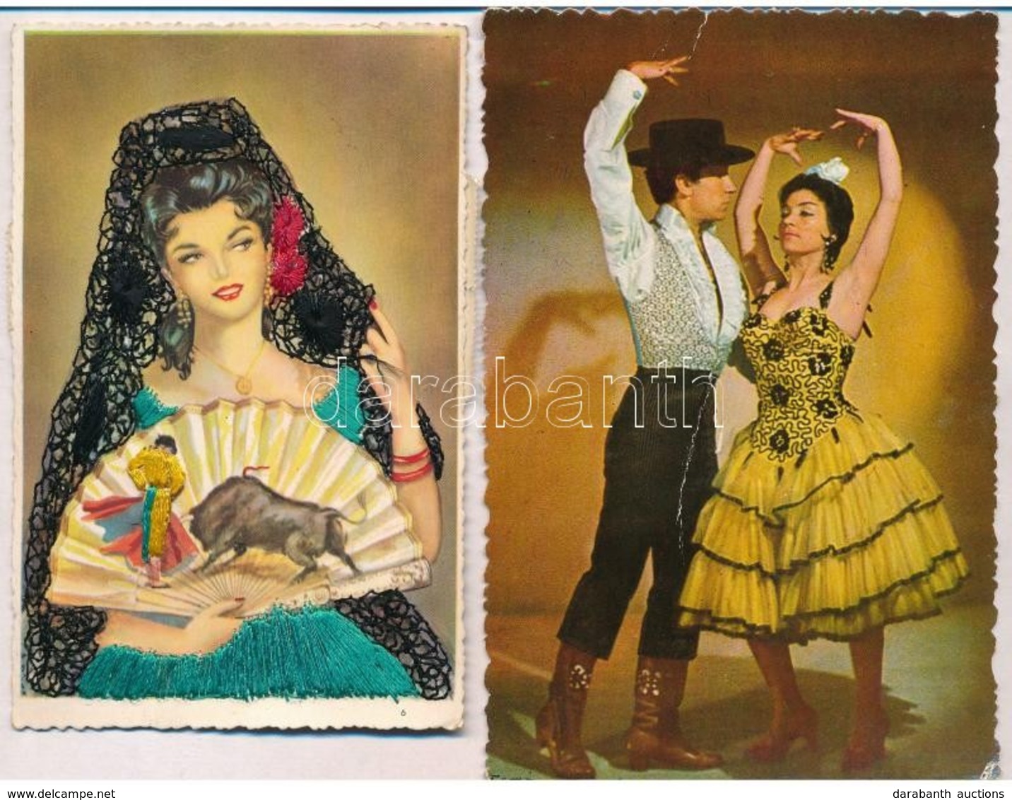 2 Db Modern Spanyol Folklór Lap / 2 Modern Spanish Folklore Cards - Non Classés