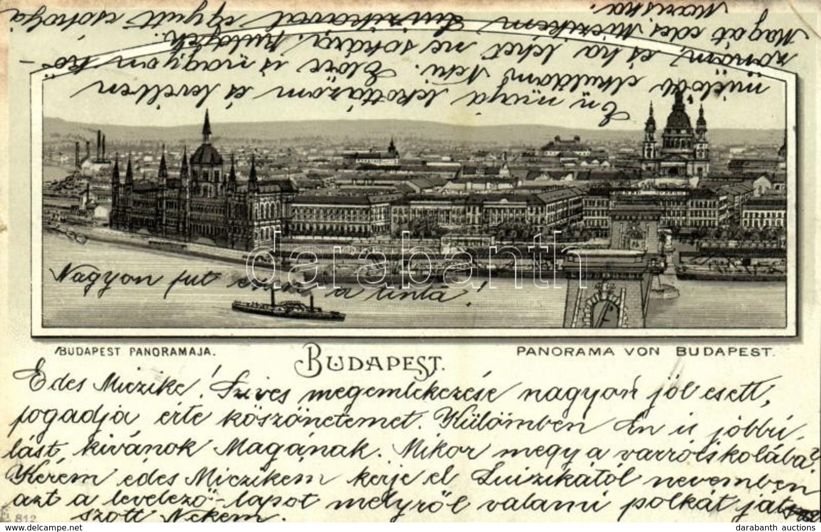 T2/T3 1903 Budapest, Panoráma A Lánchíddal. Art Nouveau, Litho  (EK) - Non Classés