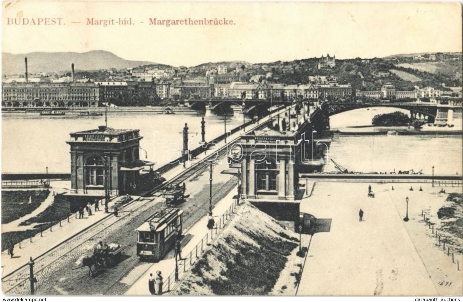 T2/T3 1912 Budapest, Margit Híd Pesti Hídfő, Villamos (EK) - Ohne Zuordnung