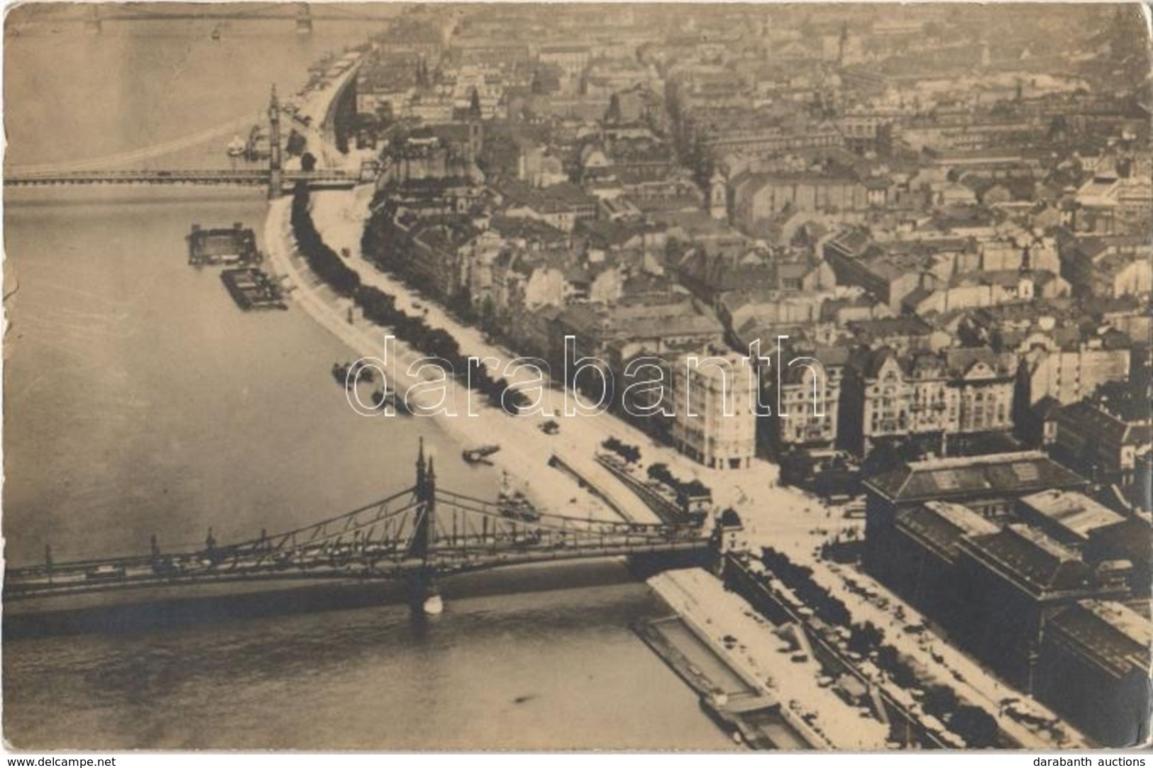 T2/T3 Budapest, Szabadság és Erzsébet Híd, Dunai Fürdők. Magyar Aeroforgalmi Részvénytársaság Légi Felvétele. Photo + '1 - Ohne Zuordnung