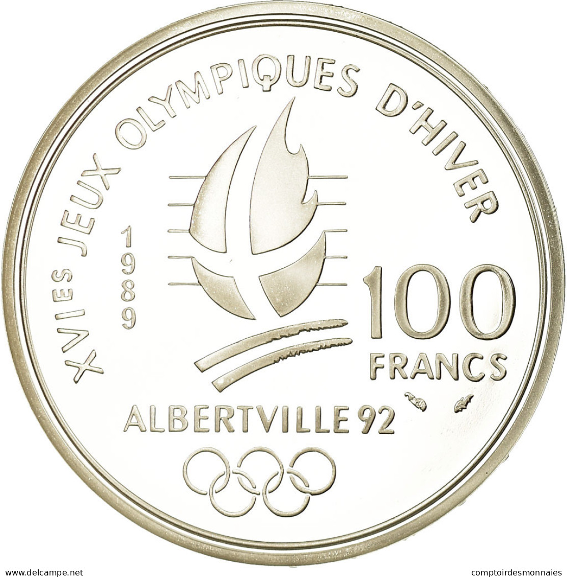Monnaie, France, Albertville 92, 100 Francs, 1989, Proof, FDC, Argent - N. 100 Francs