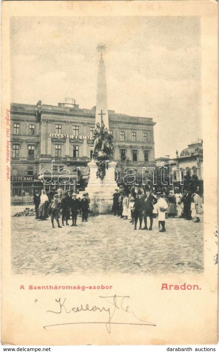 * T3 Arad, Szentháromság Szobor, 1848-as Múzeum, Színházi étterem / Trinity Statue, Museum, Restaurant (Rb) - Ohne Zuordnung