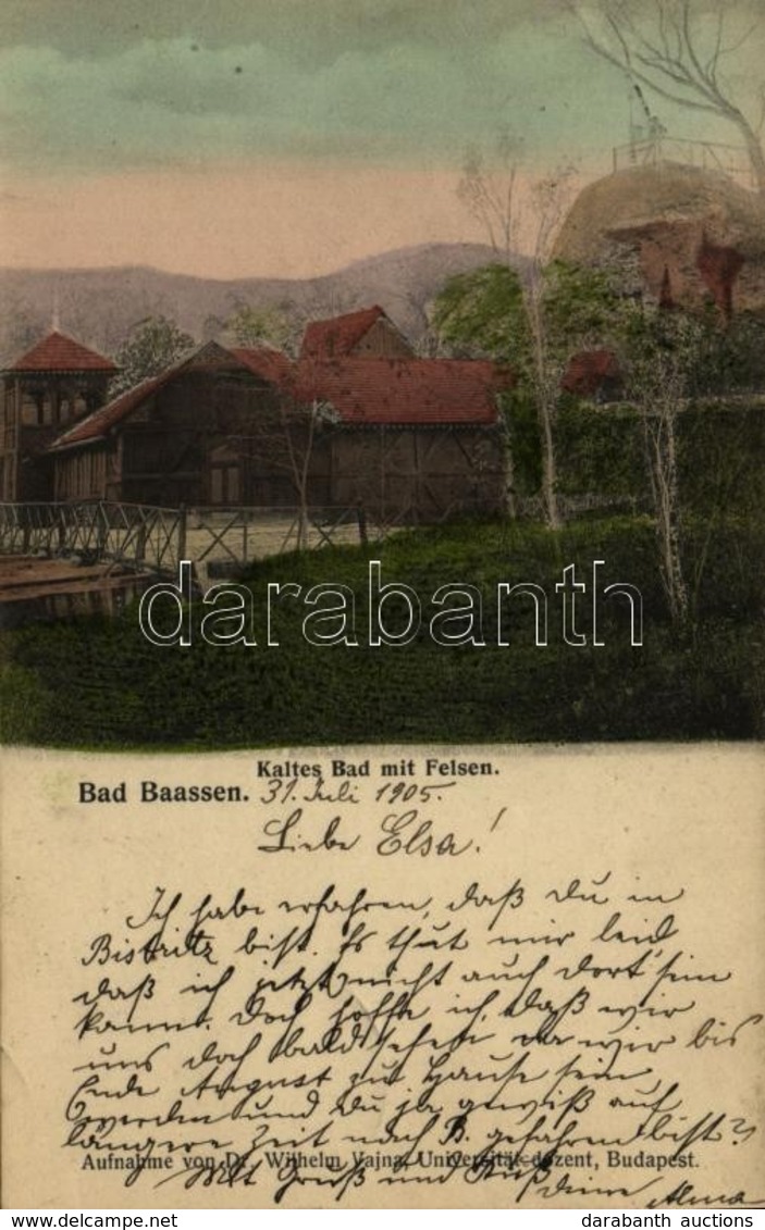 T2 1905 Báznafürdő, Baile Bazna, Bad-Baassen; Hideg Fürdő és Szikla / Kaltes Bad Mit Felsen / Cold Spa And Rock - Ohne Zuordnung