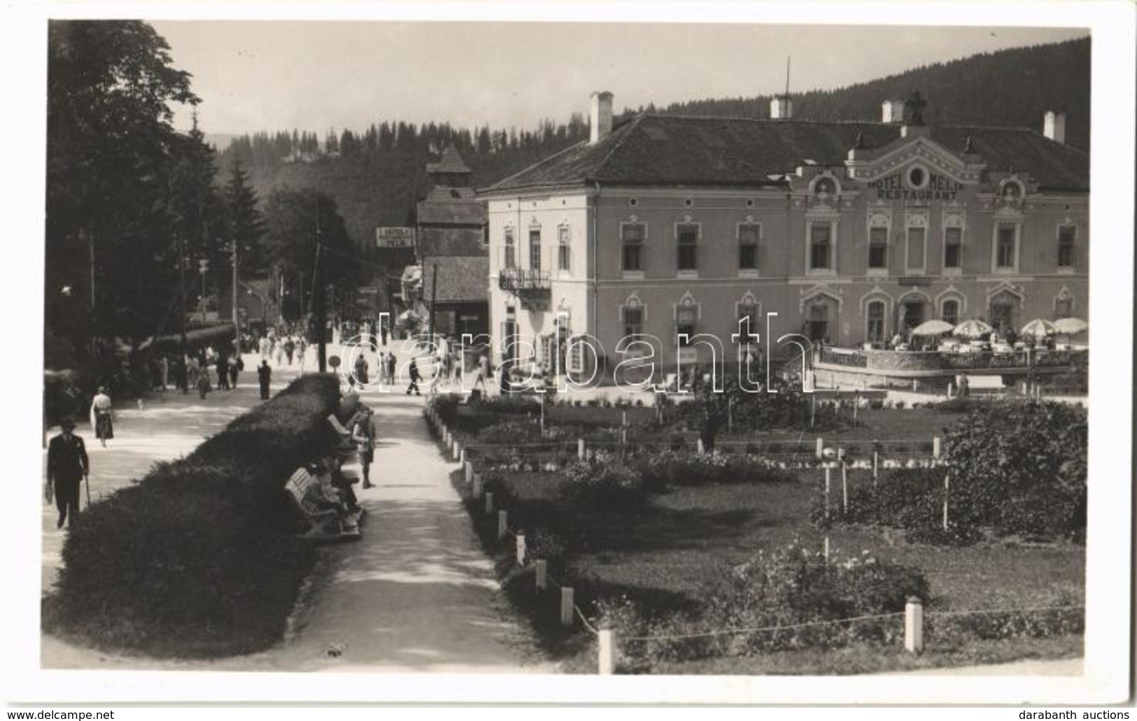 ** T1 Borszék, Borsec; Park és Melik Szálló és étterem. Heiter György Udv. Fényképész Felv. / Hotel And Restaurant And P - Non Classés