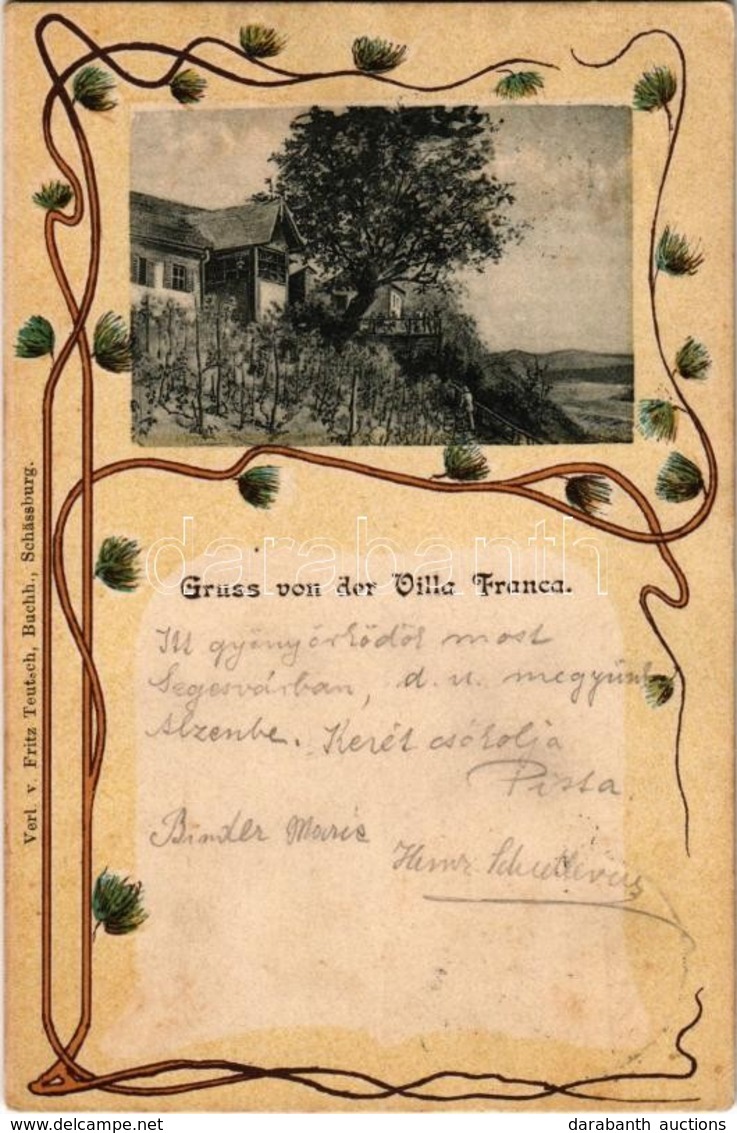 T2 1901 Segesvár, Schässburg, Sighisoara; Villa Franca. Fritz Teutsch Art Nouveau, Litho - Ohne Zuordnung