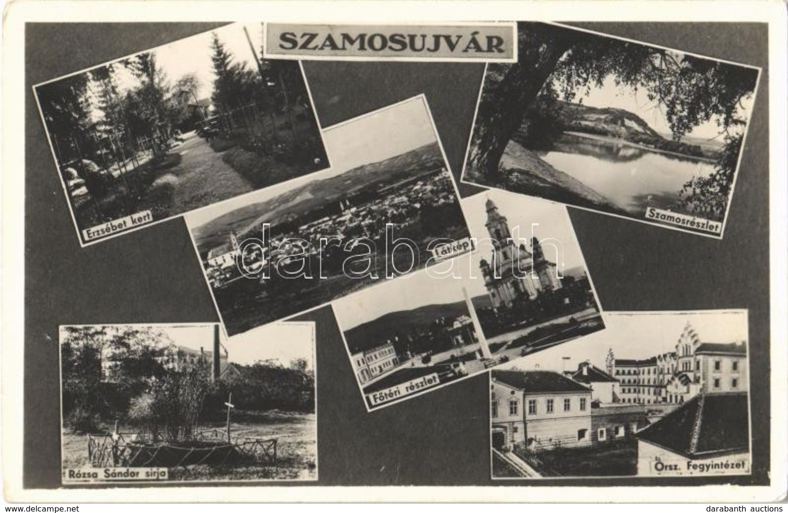 T2/T3 1944 Szamosújvár, Gherla; Erzsébet Kert, Fő Tér, Országos Fegyintézet, Rózsa Sándor Sírja, Szamos Részlet / Genera - Ohne Zuordnung