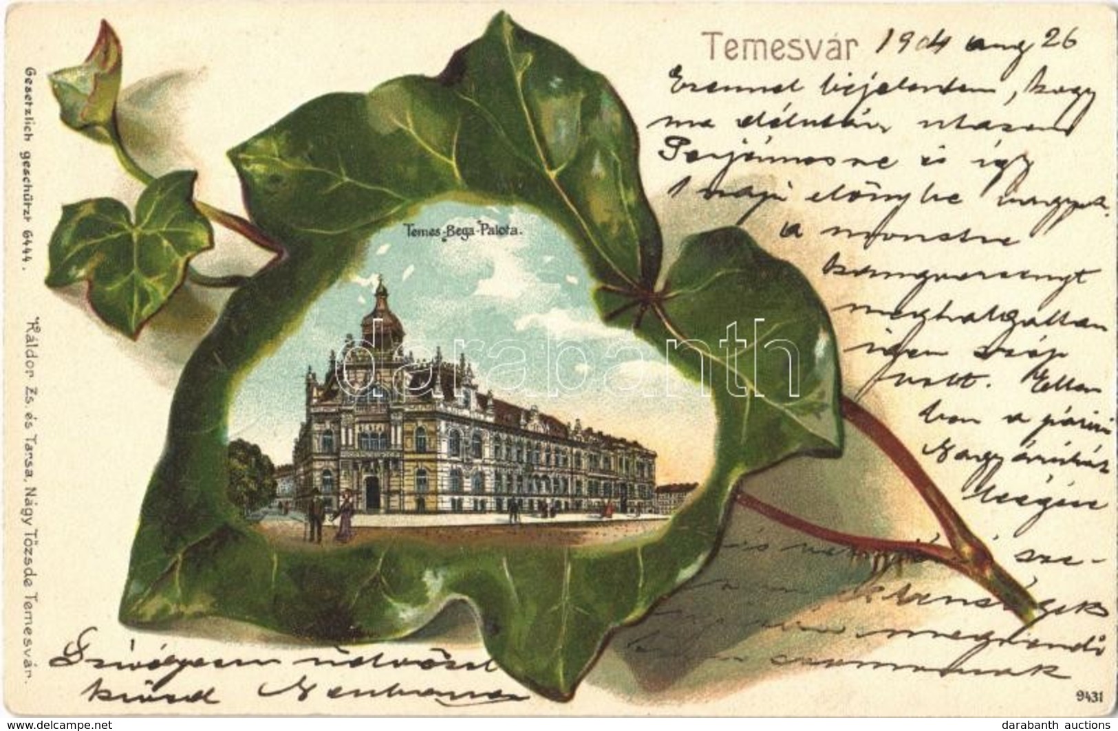 T4 1903 Temesvár, Timisoara; Temes-Béga Palota. Káldor Zs. és Társa Kiadása. Szecessziós Dombornyomott Litho Művészlap B - Non Classés