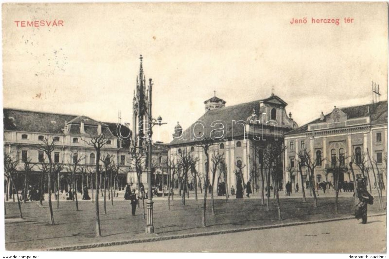 T2 1911 Temesvár, Timisoara; Jenő Herceg Tér, Háttérben A Zsinagóga Tornya, Rukavina Emlékmű / Square, Monument, Synagog - Non Classés