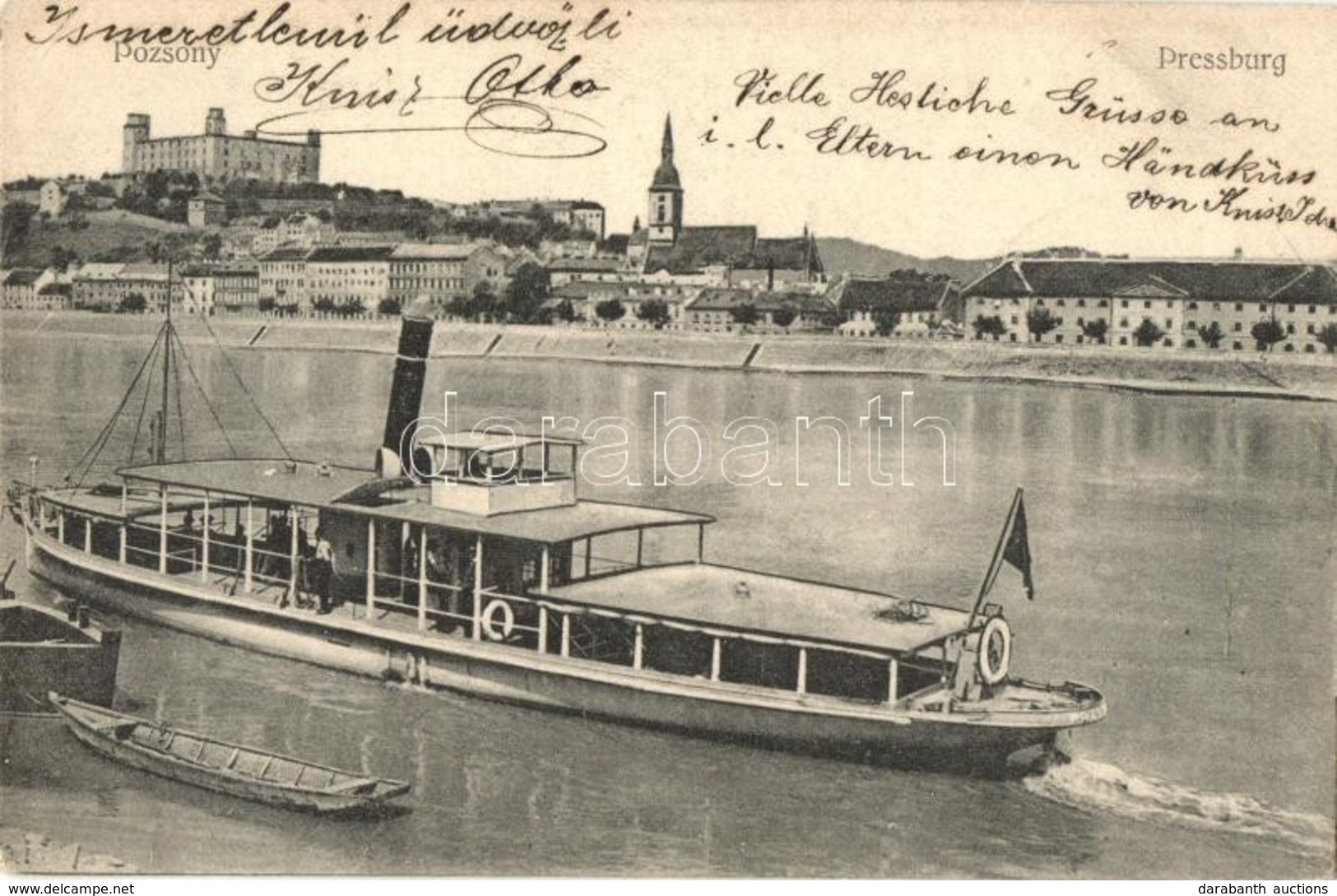 T2/T3 Pozsony, Pressburg, Bratislava; Pozsony Gőzüzemű Csavaros átkelő Személyhajó / Hungarian Steamship 'Pozsony'  (EK) - Autres & Non Classés