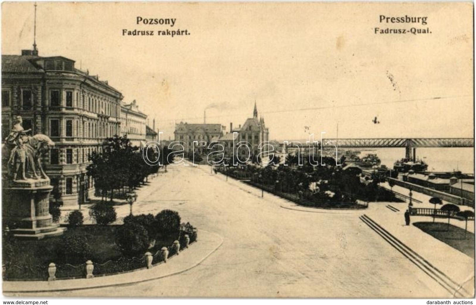 T2/T3 1908 Pozsony, Pressburg, Bratislava; Fadrusz Rakpart, Vasúti Híd, Gőzhajó / Fadrusz-Quai / Quay, Railway Bridge, S - Autres & Non Classés