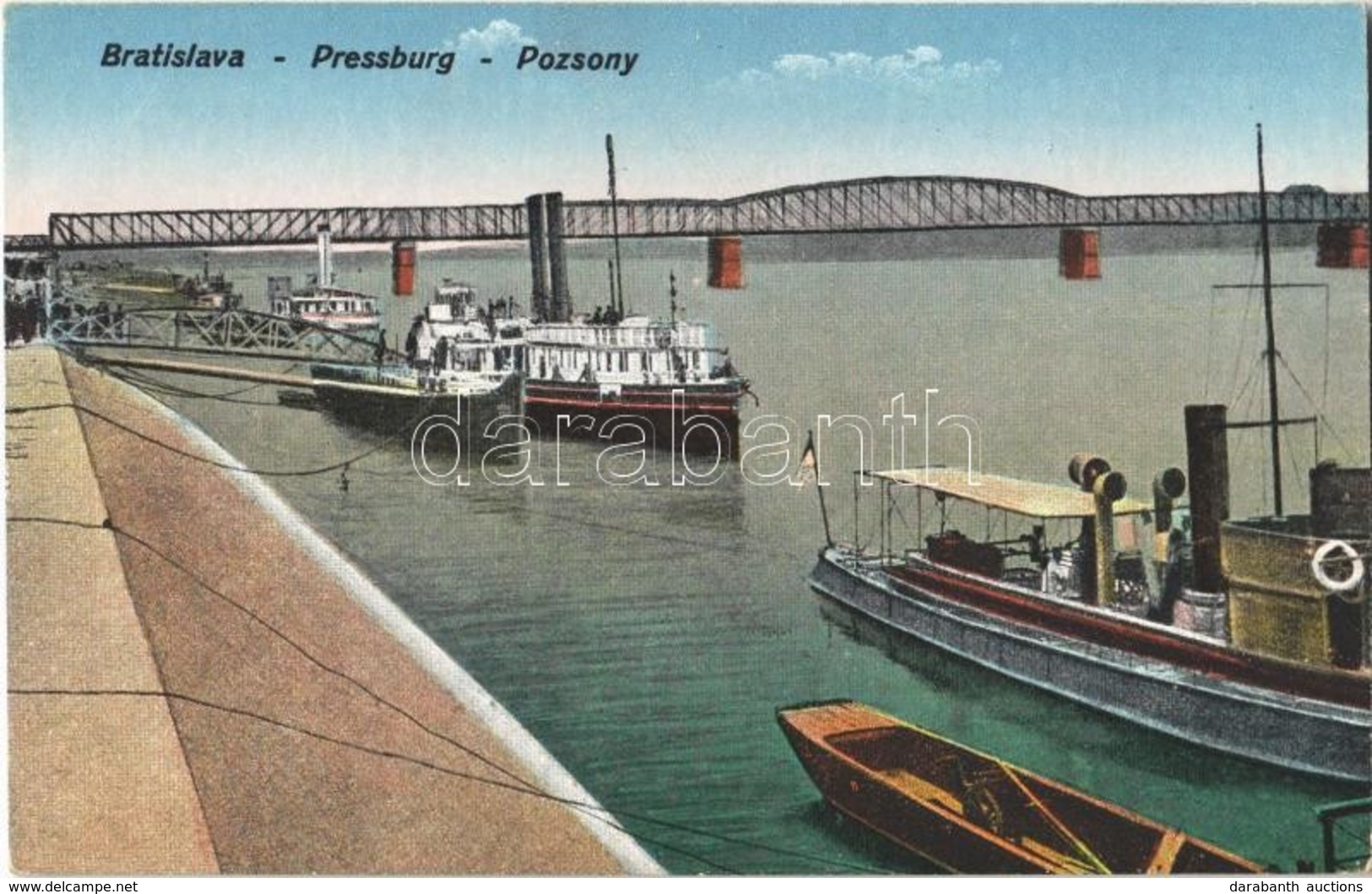 * T2 Pozsony, Pressburg, Bratislava; Híd, Kikötő Gőzhajókkal / Bridge, Port And Steamships - Autres & Non Classés