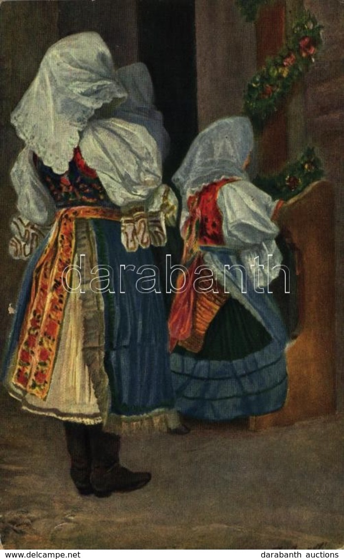 T2 1925 Pöstyén, Pistyan, Piestany; Pocas Poboznosti / Ájtatosság Közben, Pöstyéni Népviselet, Folklór / Praying Women I - Autres & Non Classés