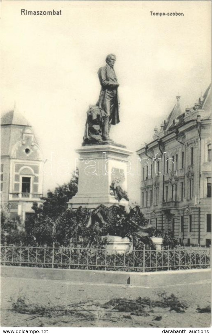 * T2 1912 Rimaszombat, Rimavská Sobota; Tompa Mihály Szobra. Ifj. Rábely Miklós Kiadása / Monument, Statue - Autres & Non Classés