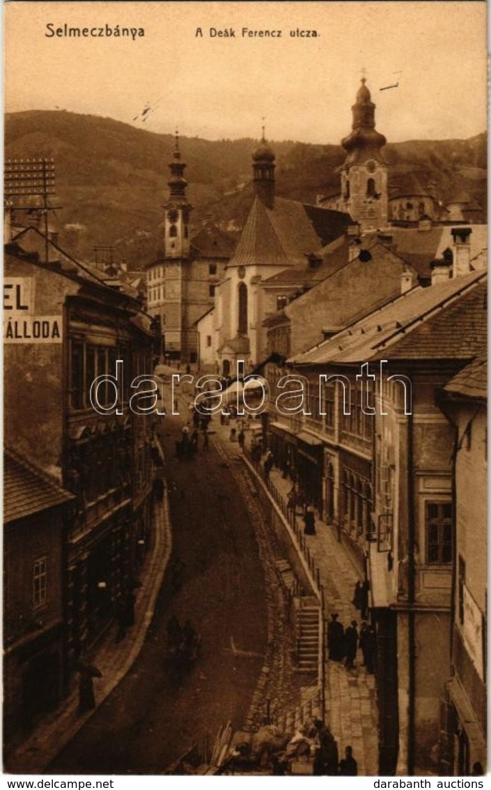 T2 1911 Selmecbánya, Schemnitz, Banska Stiavnica; Deák Ferenc Utca, Hungária Szálloda. Joerges / Street View With Hotel - Autres & Non Classés